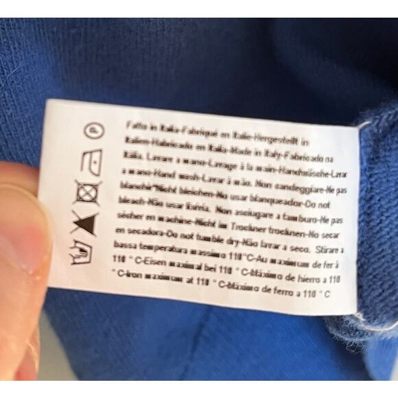 CASHMERE Blend Silk Wool Men's Small Sweater Blue Soft Crew Neck Pullover - Picture 6 of 6